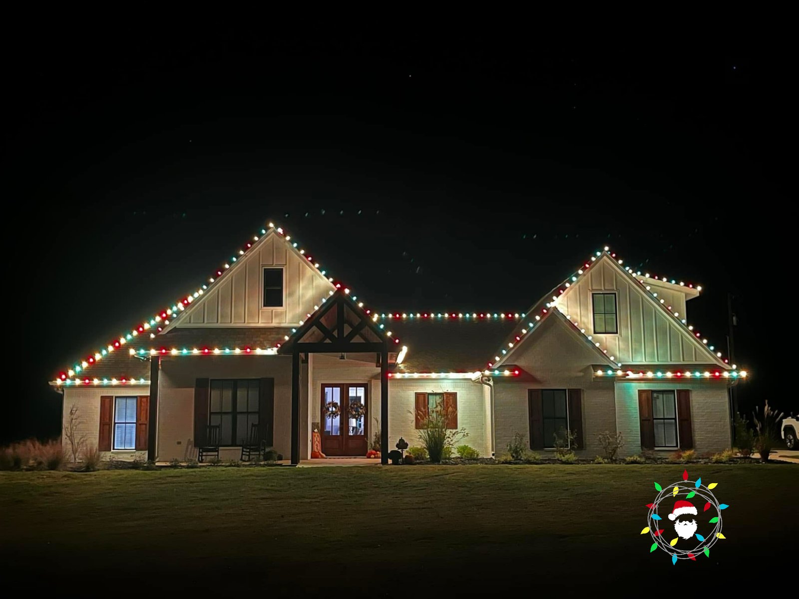 Nighttime Christmas light display